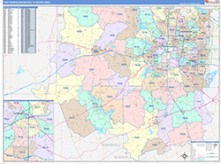 Fort Worth-Arlington Metro Area Wall Map Color Cast Style 2026